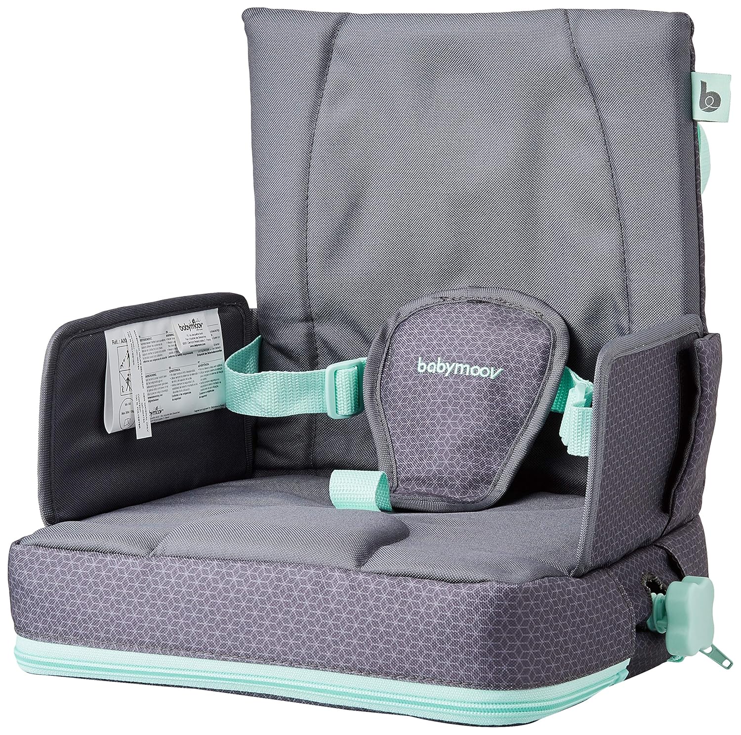 Babymoov Sitzerhöhung Up & Go Boostersitz/ Hochstuhl für unterwegs flexibel höhenverstellbar kompakt, grau