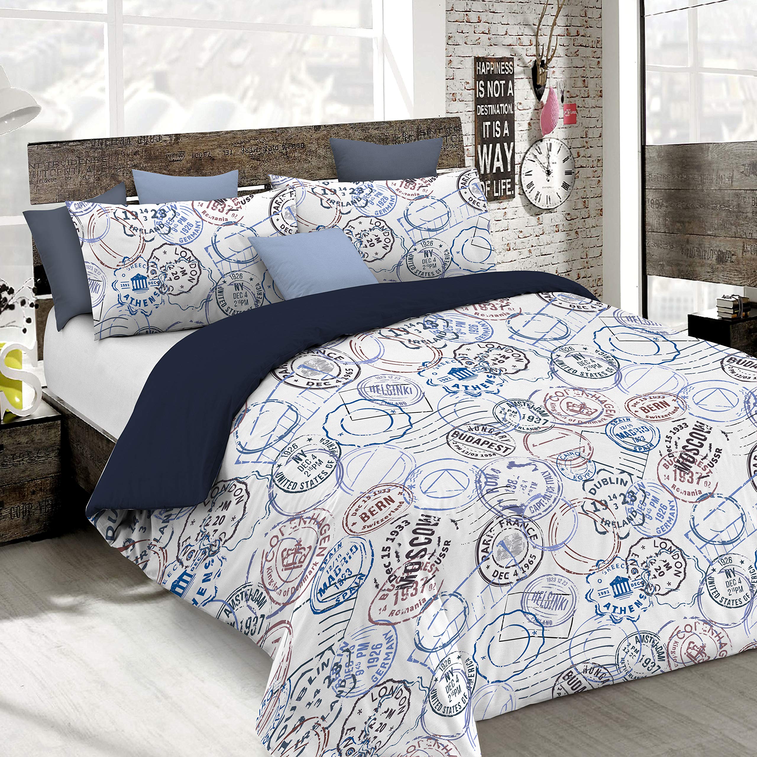 Italian Bed Linen Duvet Cover Fashion, Microfibre, Travel Life, Double