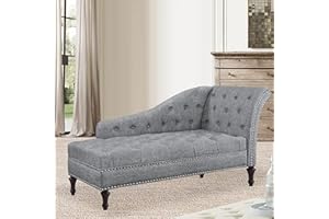 Rosevera Deedee Linen Upholstered Chaise Lounge Chair with Nailhead Trim for Living Room and Bedroom, Standard, Dove Gray
