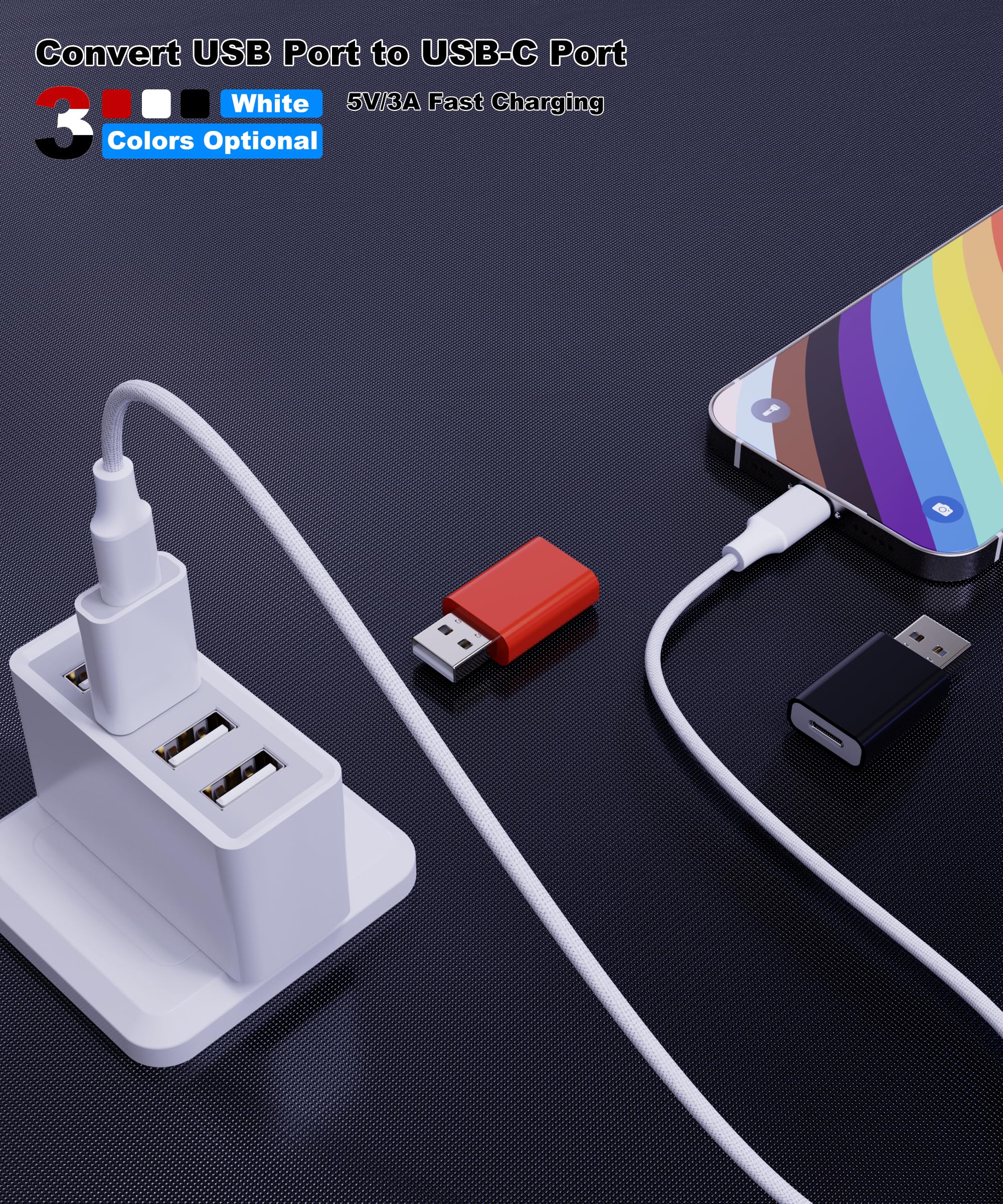 USB to USB C Adapter for iPhone Air 17 [Mfi Certified],USB-C Female to USB Male Charger Converter for Apple MagSafe Watch 10/9/8/7/SE/Ultra,Car,iPhone 16 15 Mini Pro Max,Galaxy,Pixel,CarPlay