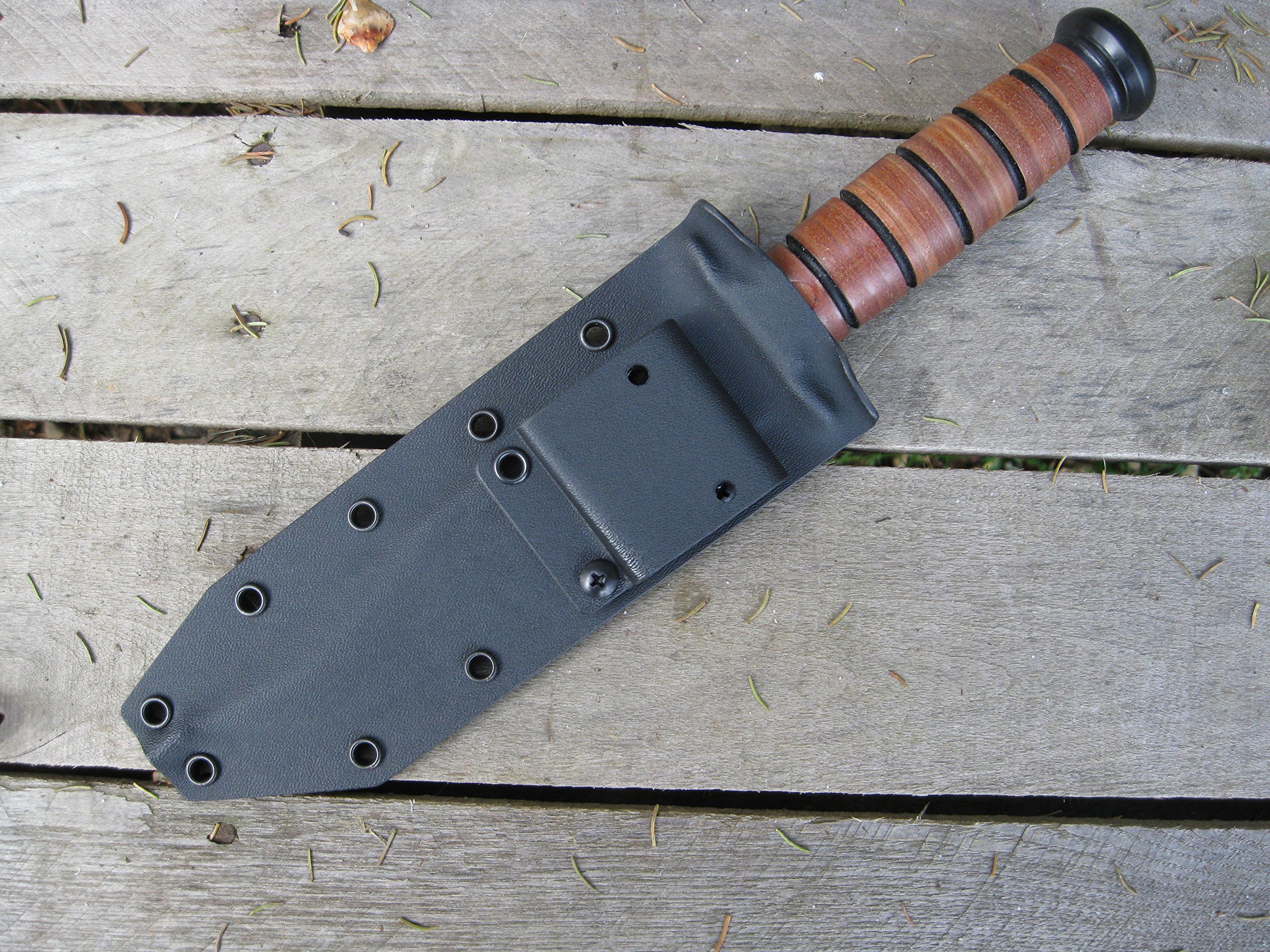 Valhalla Custom Kydex Sheath Kabar 1217 Fighting Knife BLACK Two Piece