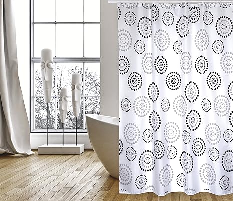 Cotexsa by MSV Premium Anti-Schimmel Textil Duschvorhang - Anti-Bakteriell, waschbar, 100% wasserdicht, mit 12 Duschvorhangri