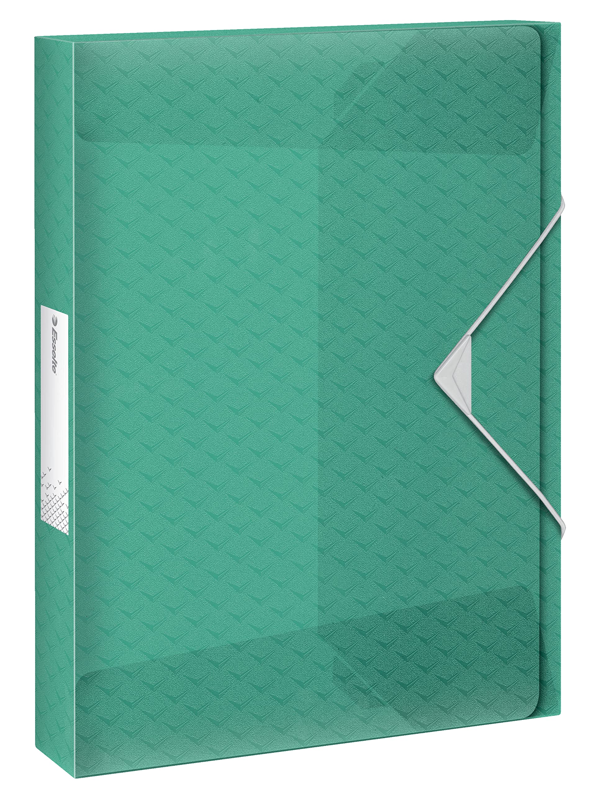 Esselte A4 Box File, Holds 200 Sheets, 25mm Spine, Translucent Document Storage Organiser Folder, Home/Office, Embossed Pattern, Colour'Breeze Range, Green, 626260