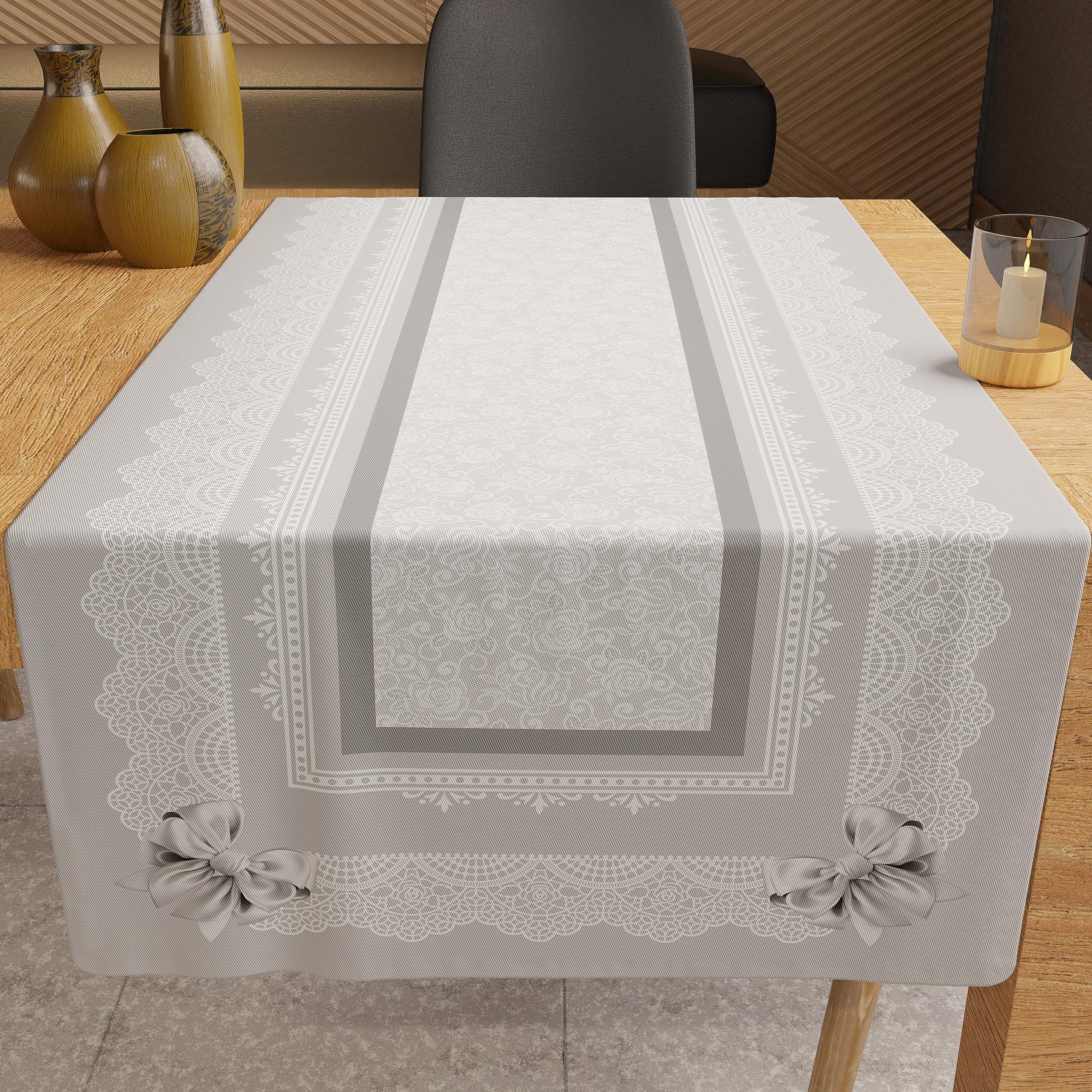 PETTI Artigiani Italiani - Table Runner, Kitchen Table Runner, Digital Print Grey Bow, 100% Made in Italy — image 1