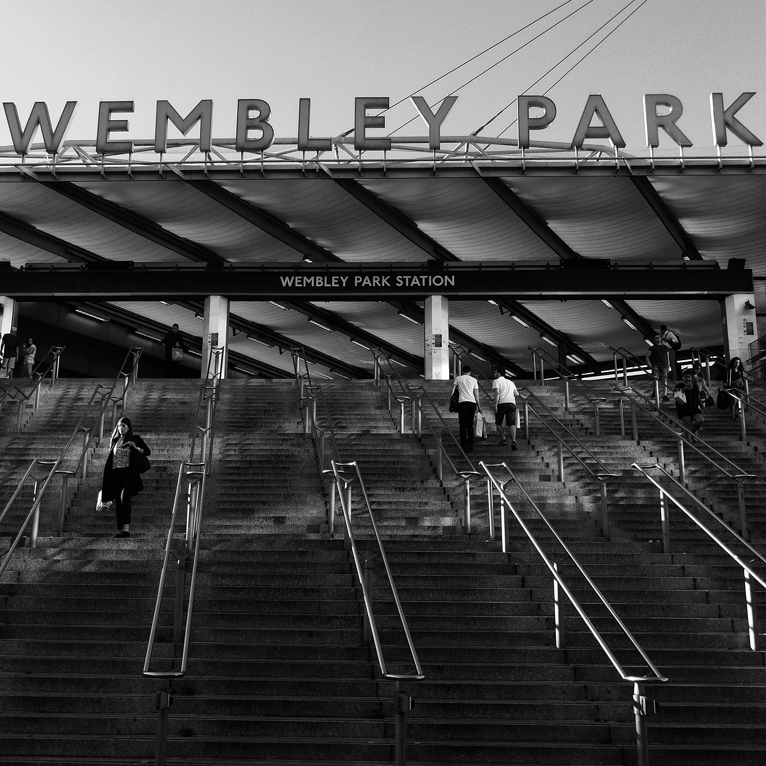 Wembley Park, Wembley Stadium, London Photography, Black And White Print, Typography Print, Stairs, Monochrome Print, Wall Art, Square Print