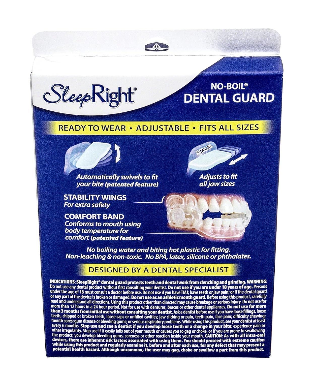 SleepRight Secure-Comfort Dental Guard Mouth Guard To Prevent Teeth Grinding SleepRight No Boil Dental Guard : Anti Grinding Teeth Protectors : Beauty