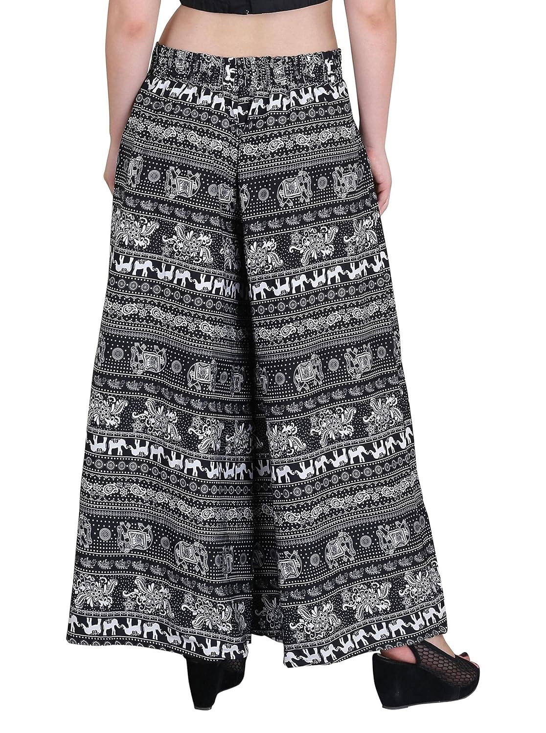 jollify regular fit women's black printed plazzo