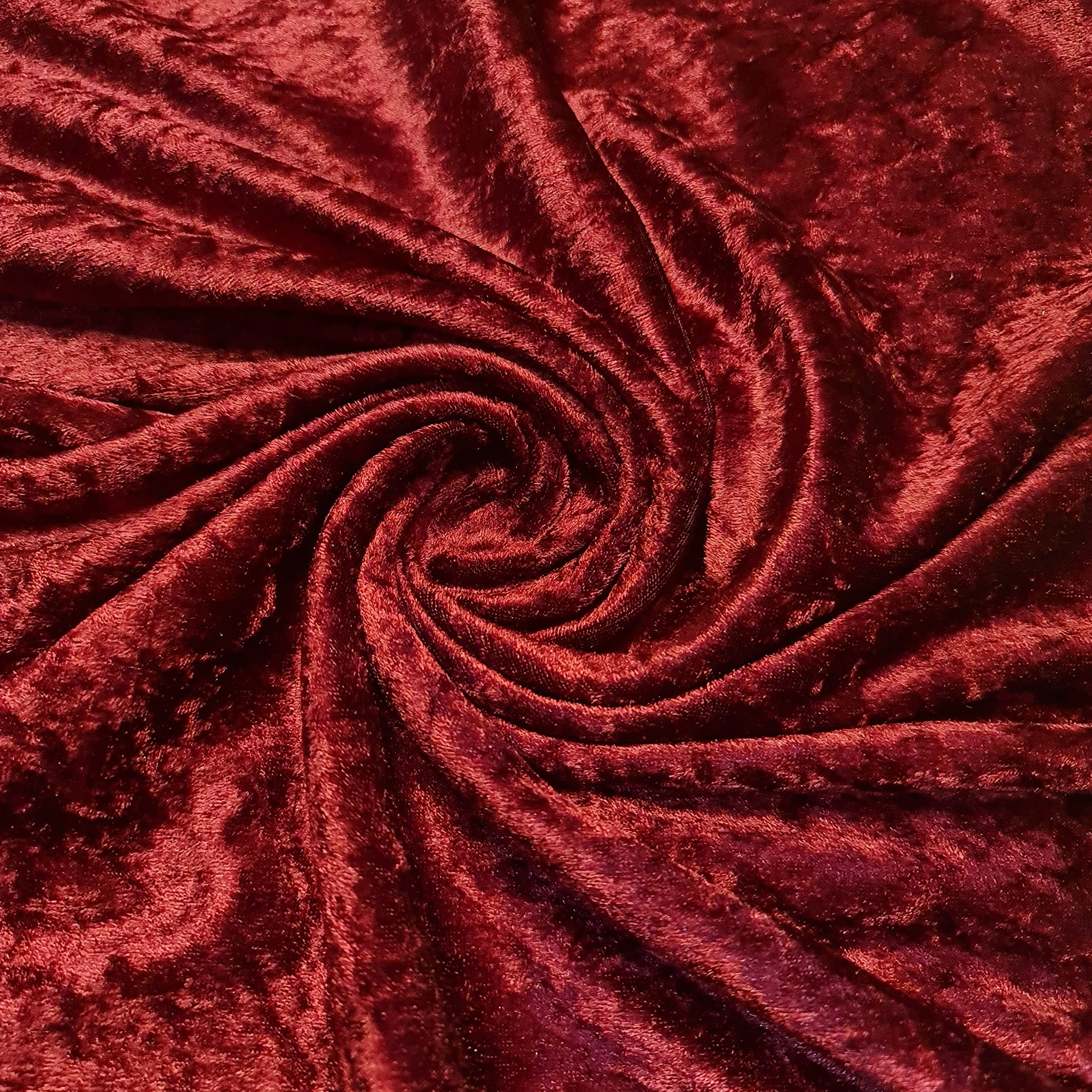 Premium Crushed Velvet Fabric Craft Stretch Velour Material 150cm Extra Wide -EP (Wine, 1 Meter)