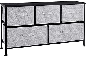 Amazon Basics Extra Wide Fabric 5-Drawer Storage Organizer Unit for Closet, Black
