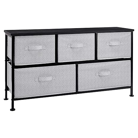 Amazonbasics Extra Wide Fabric 5 Drawer Storage Organizer Unit For