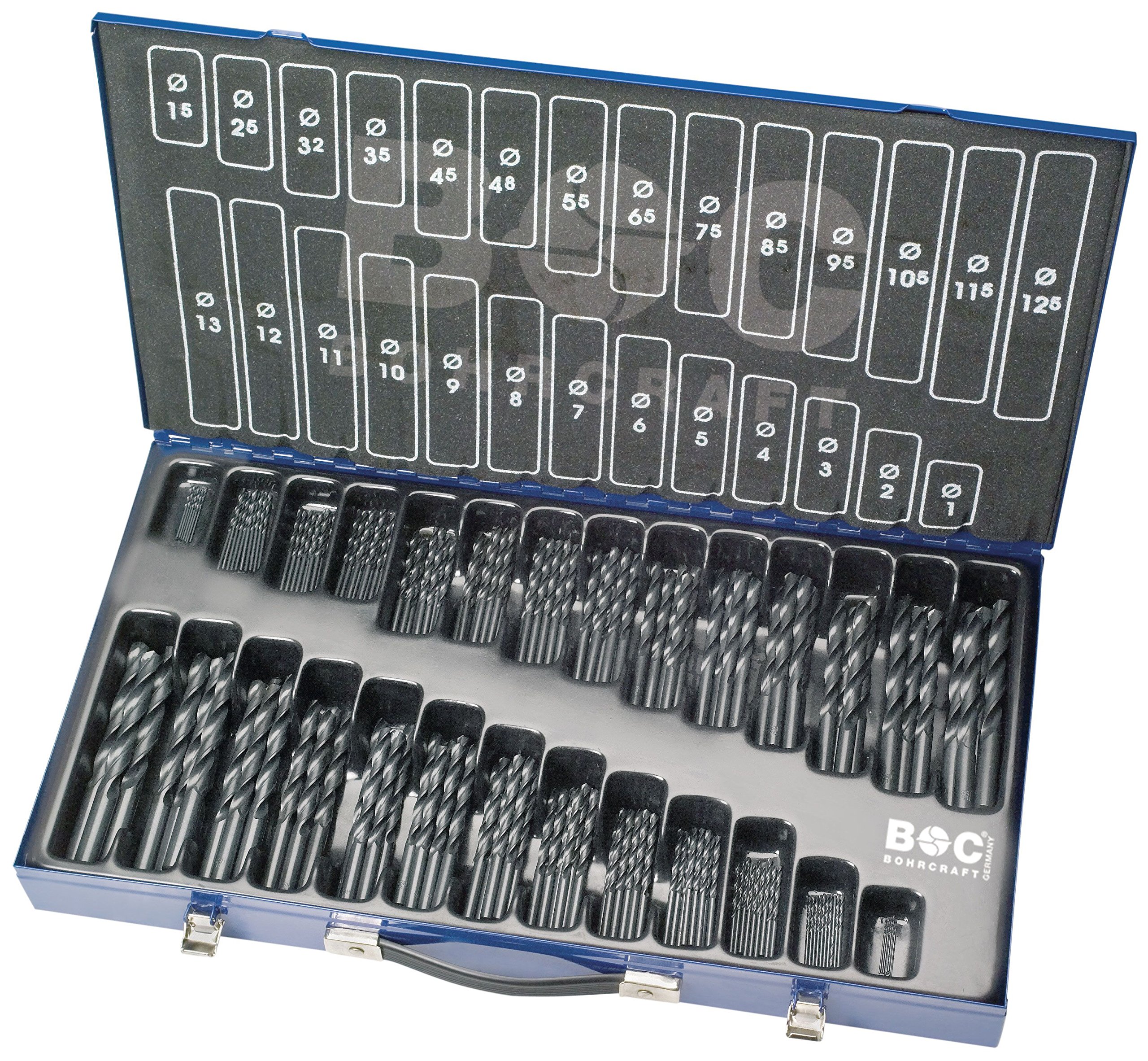 Bohrcraft 11001420220 HSS ROLLG. DIN 338 Type N Metal Case 1.0 – 13.0 x 0.5 Increments and 3.3 & 4.2 mm M220 220 Pieces)