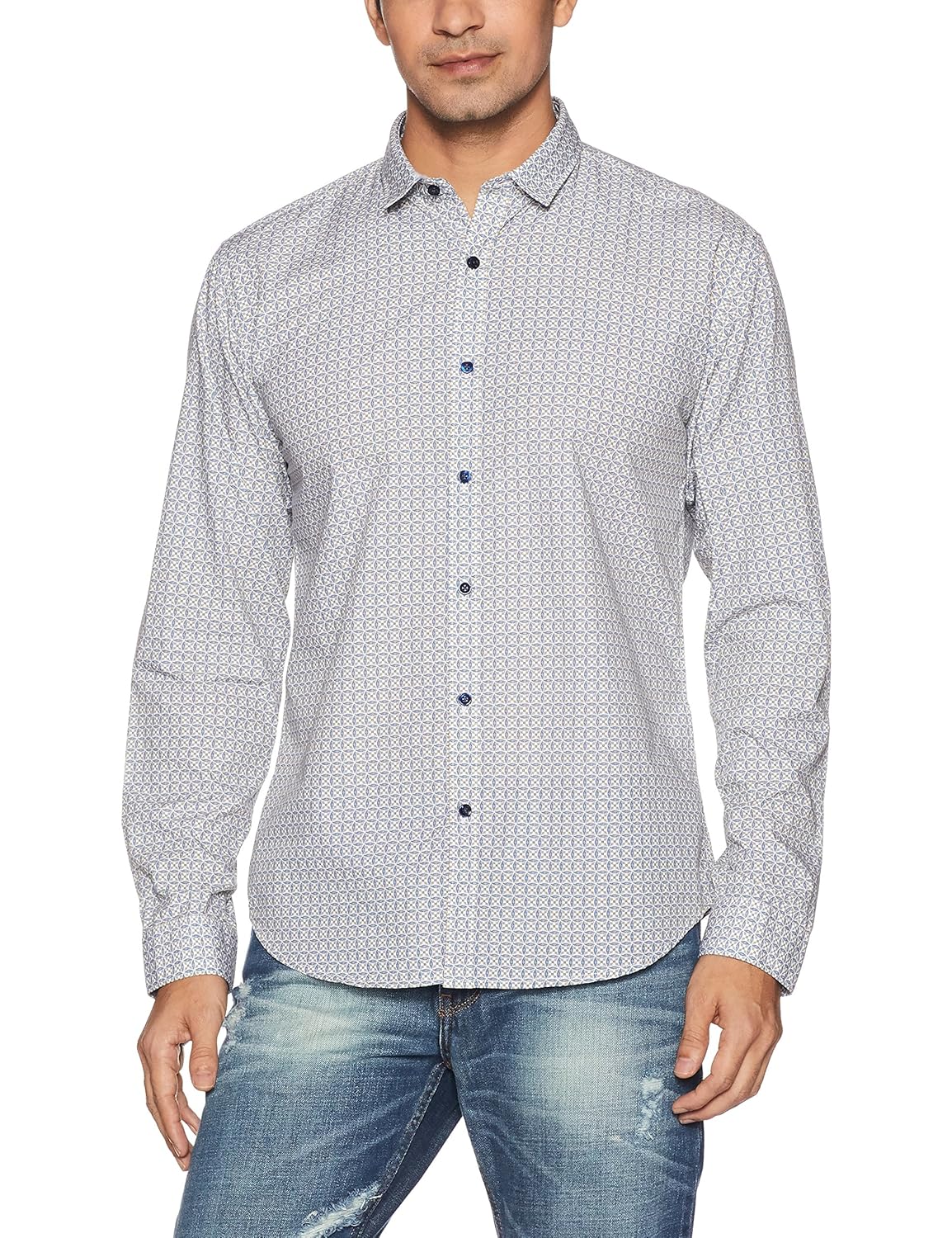 van heusen men's printed slim fit cotton casual shirt