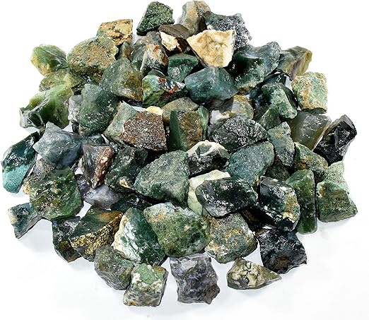 Amazon Com Natural Green Moss Agate Rough Stones Gemstone Crystal Mineral Cabochons Rock Specimen Cabs From India 5pcs Home Kitchen