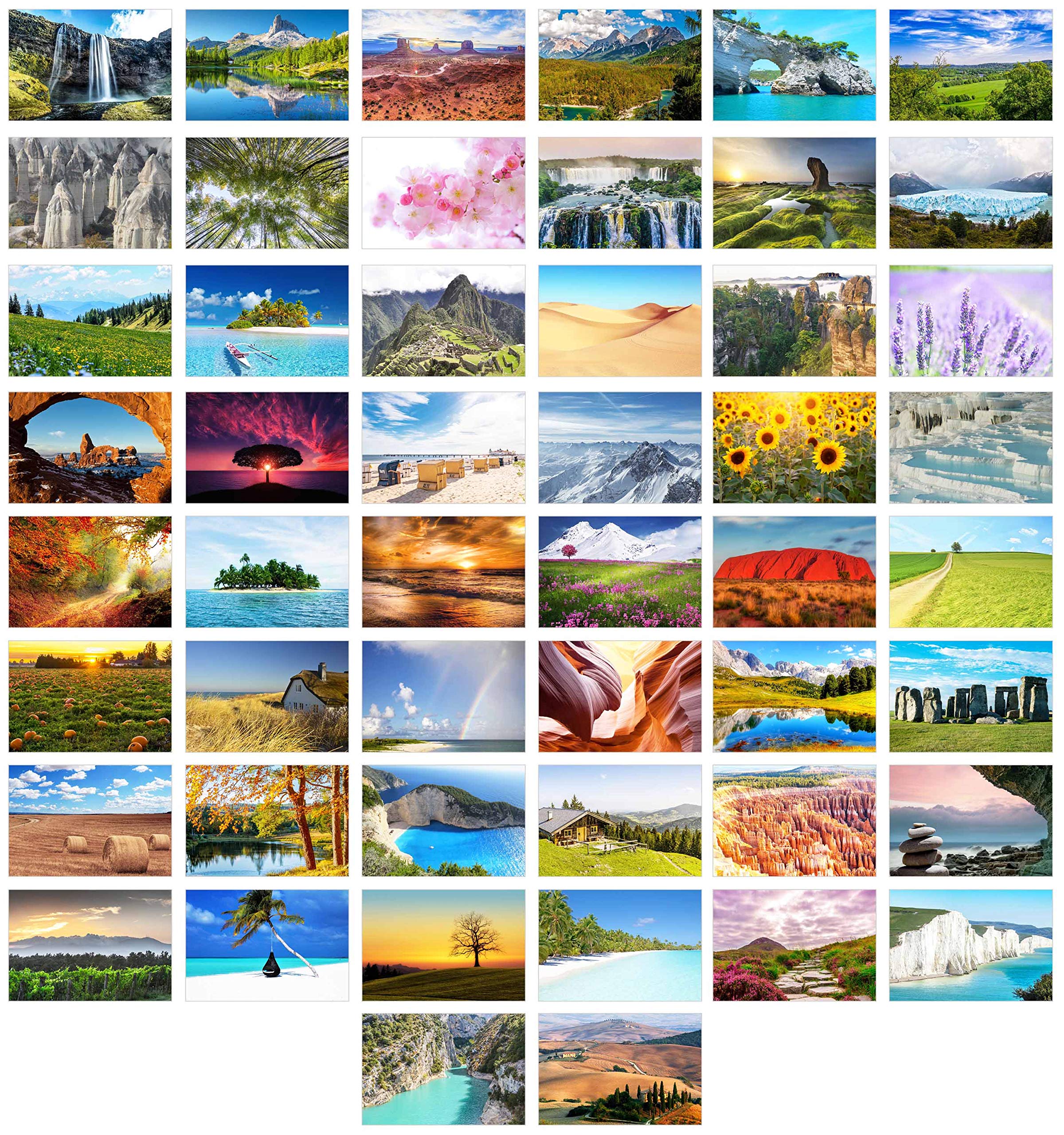Edition Seidel Set of 100 Premium Postcards, Landscapes, Nature, Sea, Mountains, Forests, Valleys (2 x 50 Cards)