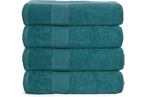 BELIZZI HOME Elvana Home 4 Pack Bath Towel Set 27x54, 100% Ring Spun Cotton, Ultra Soft Highly Absorbent Machine Washable Hotel Spa Quality Bath Towels for Bathroom, 4 Bath Towels Teal