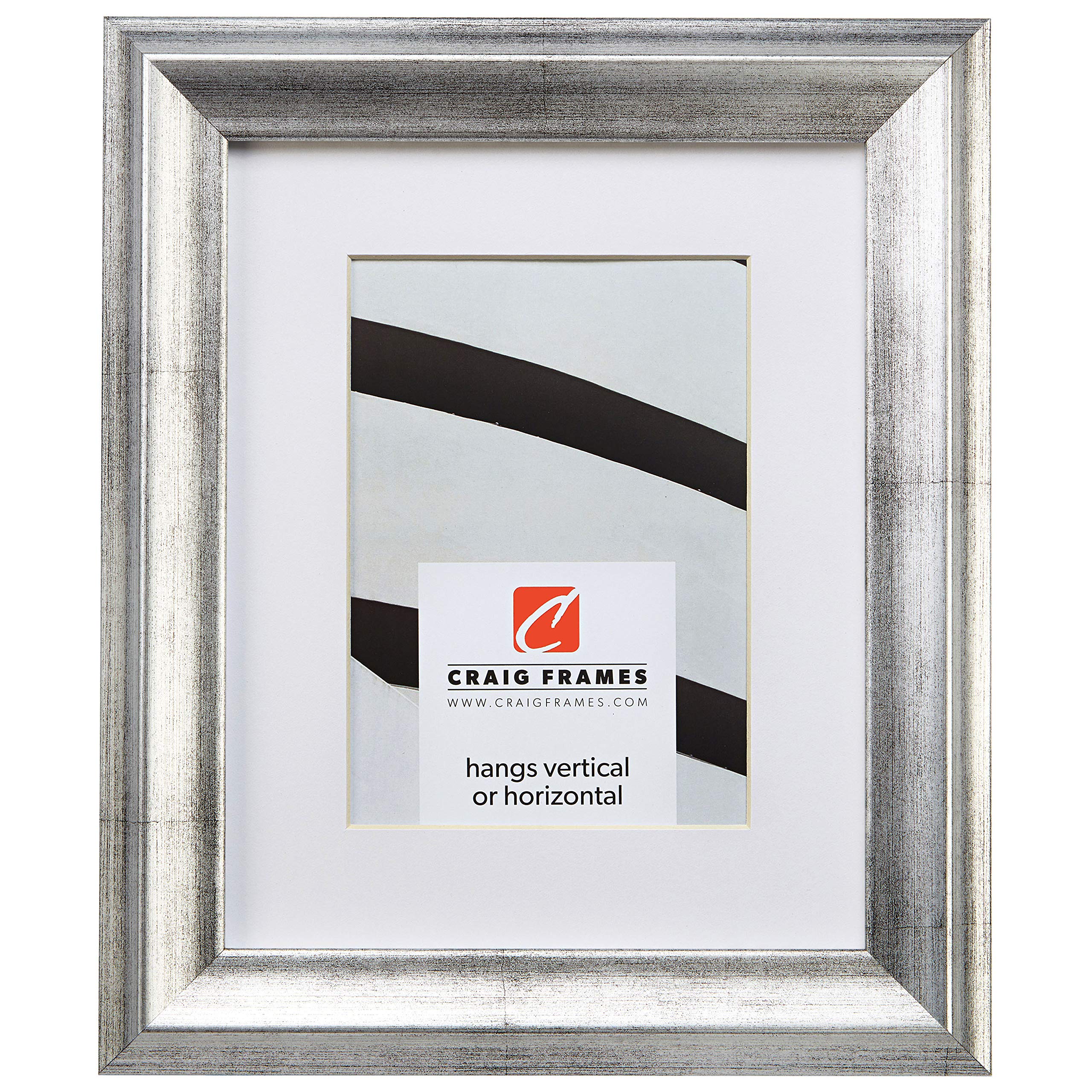 Craig Frames Verandah 203, 12 x 36 Inch Antique Silver Picture Frame Matted to Display an 8 x 32 Inc