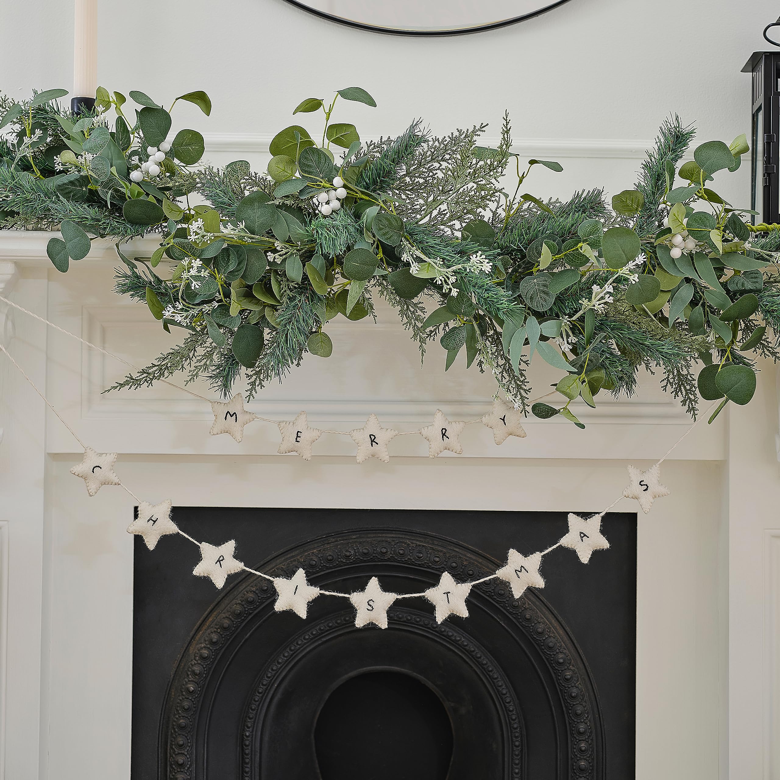 Ginger Ray Felt White Star 'Merry Christmas' Bunting Streamer Garland Hanging Decoration 5m — image 1