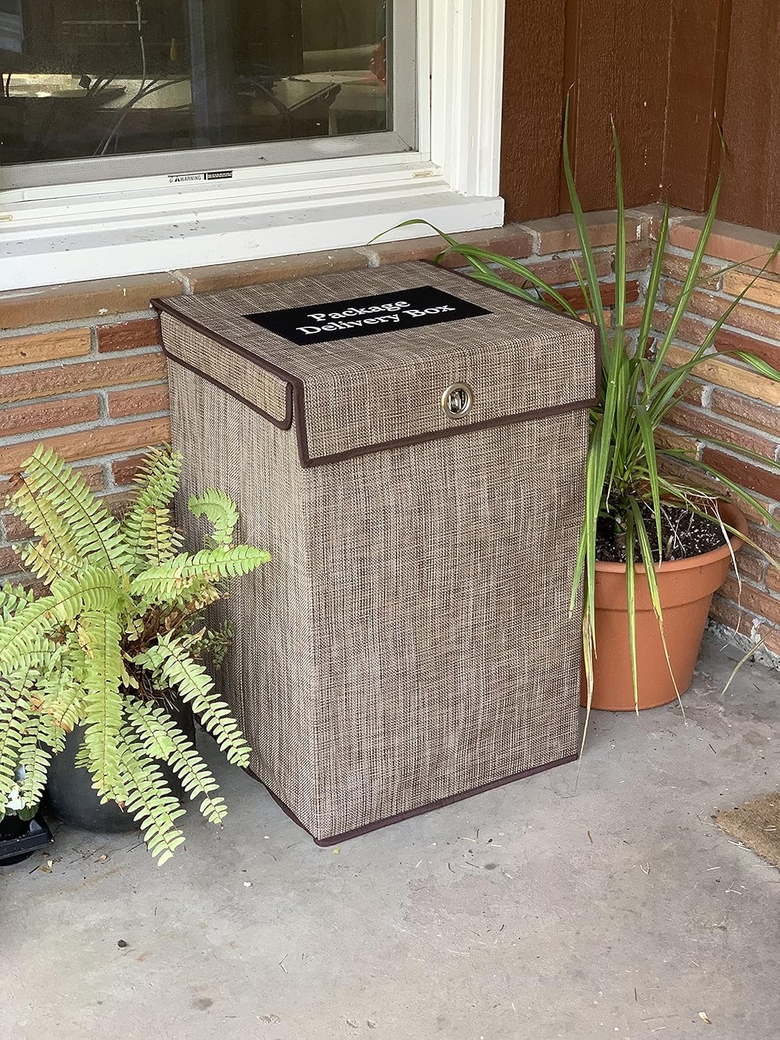 Package Delivery Box - Parcel Delivery Box for Outside Porch - Keeps Delivery Packages Safe from Bad Weather & Porch Pirates - Durable Weather Resistant Outdoor Fabric - (Brown): Home Improvement