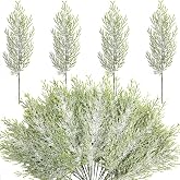 Alpurple 50 Pcs Christmas Snow Frosted Pine Branches- 13.5" Snowy Artificial Pine Needles Branches Twigs- Greenery Ceder Sprigs Pine Picks Stems for Christmas Wreath Home Garden Decoration