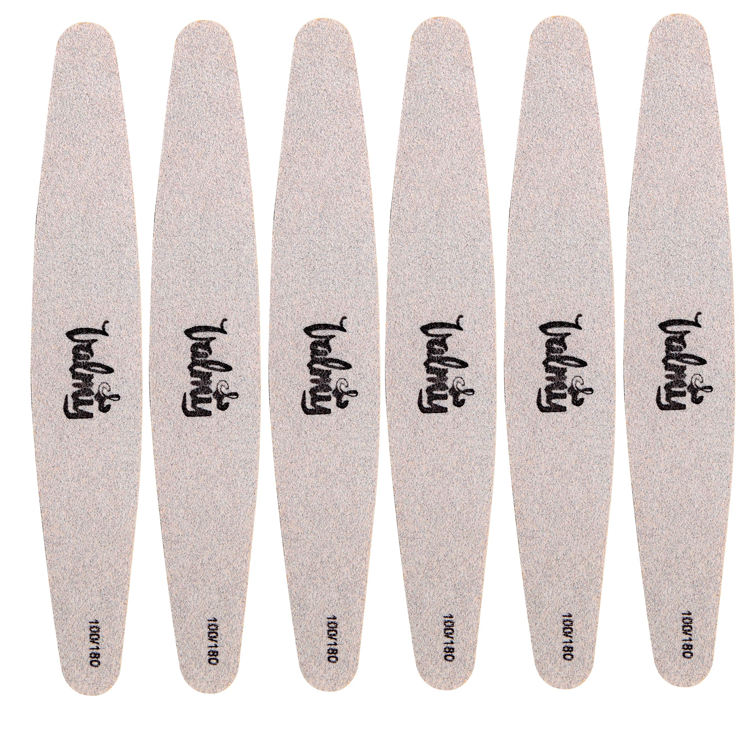 Valmy Professional Nail Files for Nail Art Salon – Black Double Sided 100/180 Grit for Manicure and Pedicure (6 Pieces Set)