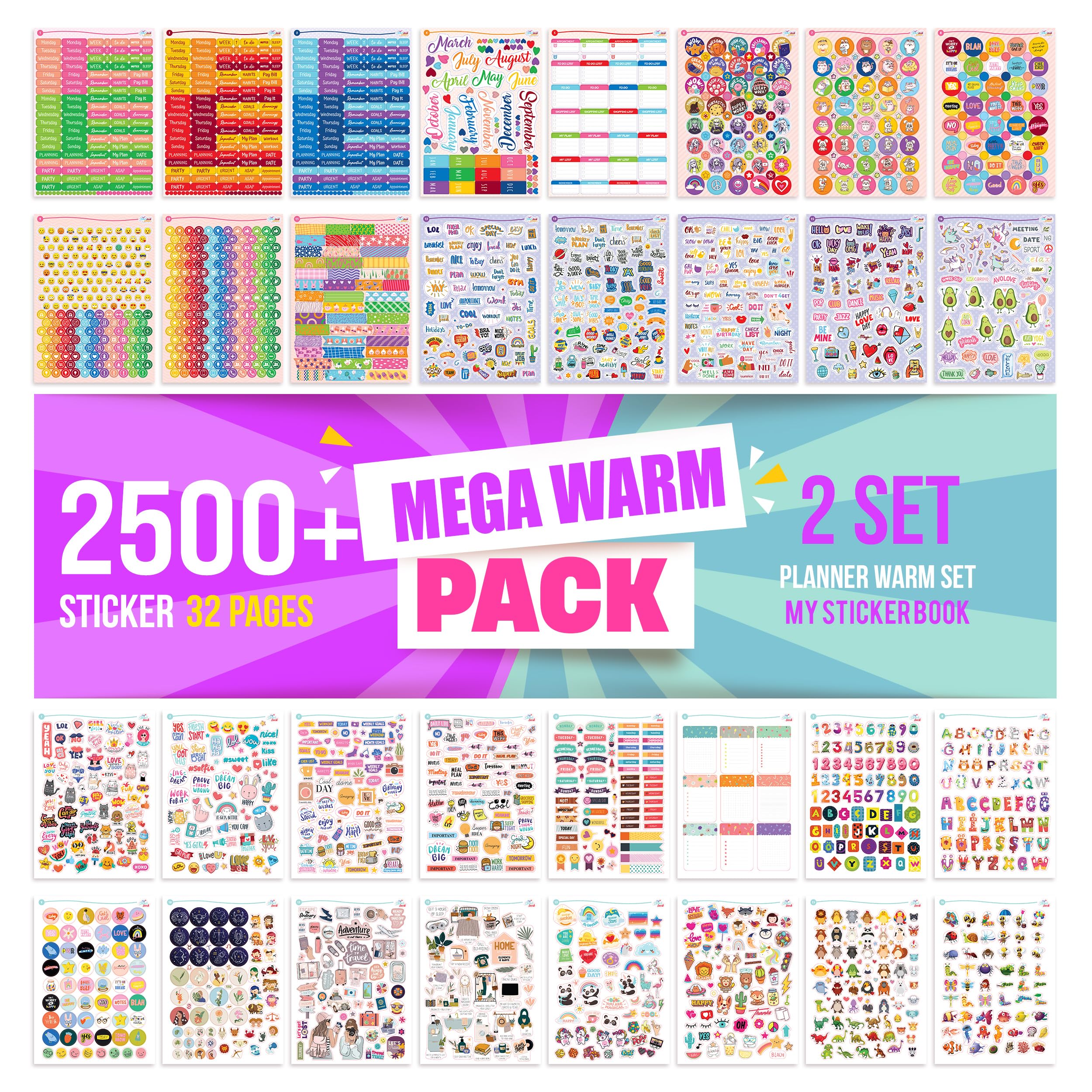 colortouch Sticker Set - 2500+ Pcs Monthly, Weekly, Daily Stickers - 32 Sheets Album for Planner, Organizer, Calendar, Notebook, Bullet Journal, Homework — image 1