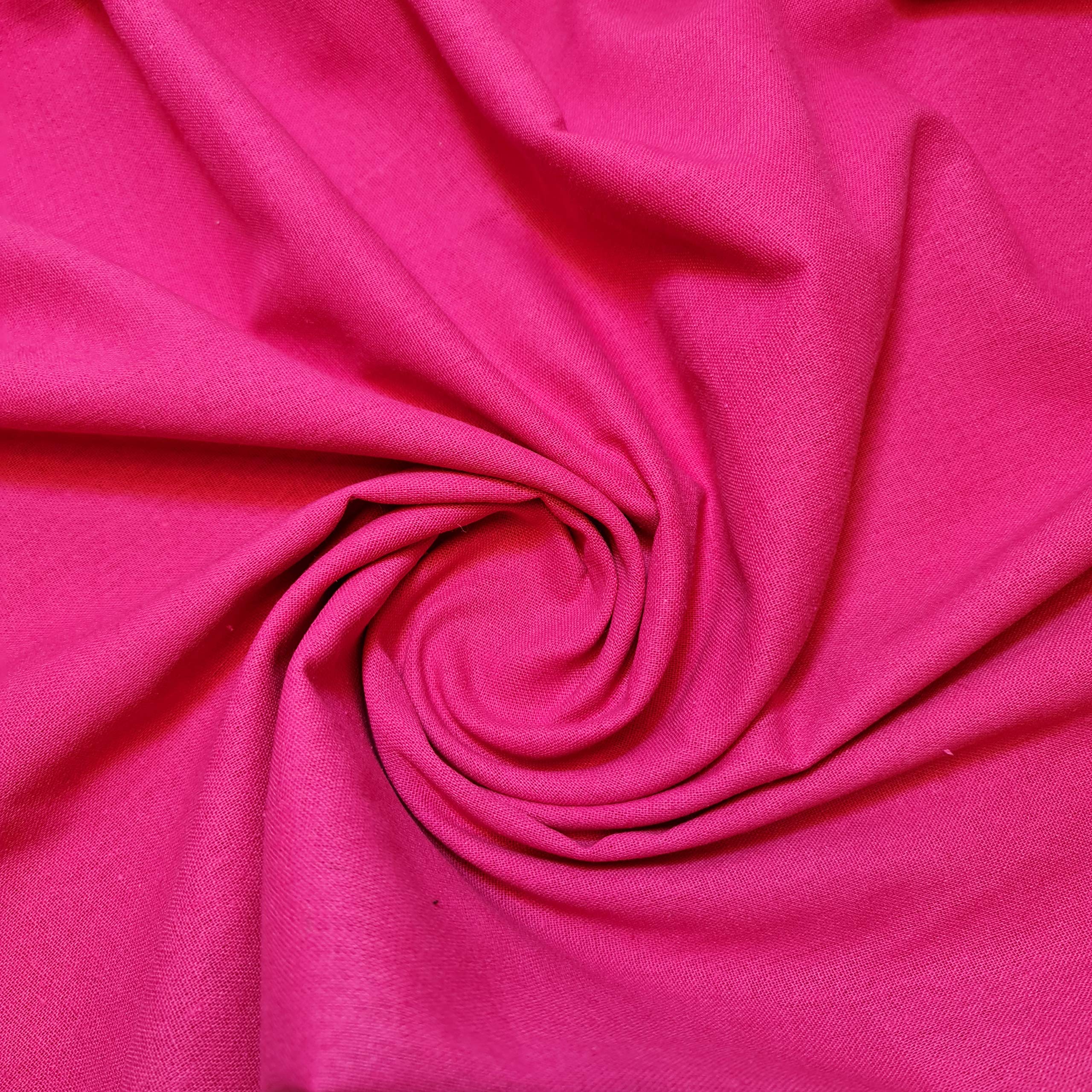 *Clearance* Plain 100% Cotton Linen Fabric Craft Dress Quilting Material 58" (Hot Pink)