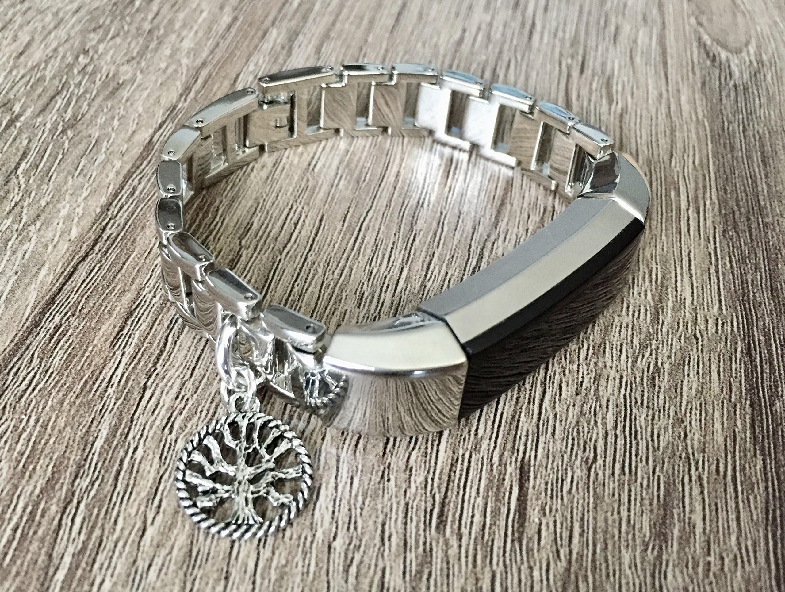 Silver Color Metal Band for Fitbit Alta HR Fitness Activity Tracker Tree of Life Charm Link Fitbit Alta Bracelet Fitness Activity Tracker Handmade Fitbit Alta HR Bangle