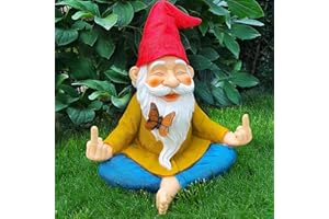 Mood Lab Garden Gnome - Zen Gnome Statue - 9.25 Inch Tall Lawn Figurine - for Outdoor or House Decor