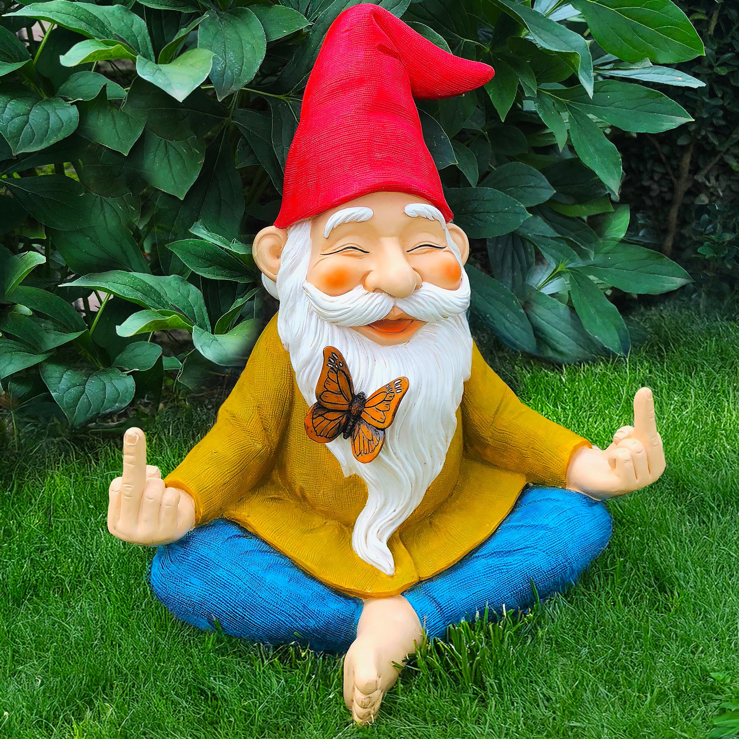 Photo 1 of Mood Lab Garden Gnome - Zen Gnome Statue - 9.25 Inch Tall Lawn Figurine - for Outdoor or House Decor