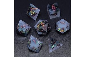 Mini Planet DND Sharp Edge Roleplaying Polyhedral Dungeons and Dragons Handmade Dice Set for Collection