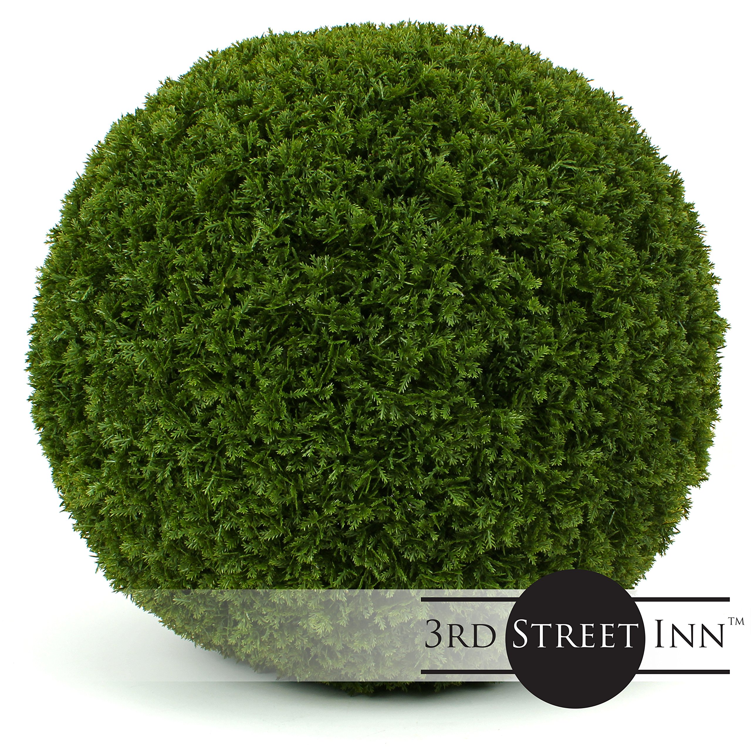 3rd Street InnXL Cypress Topiary Ball - Artificial Plant Set - Indoor/Outdoor Wedding Party Decor - Faux Foliage Garden Sphere - Tree and Bush Substitute (19", 2 Pack)
