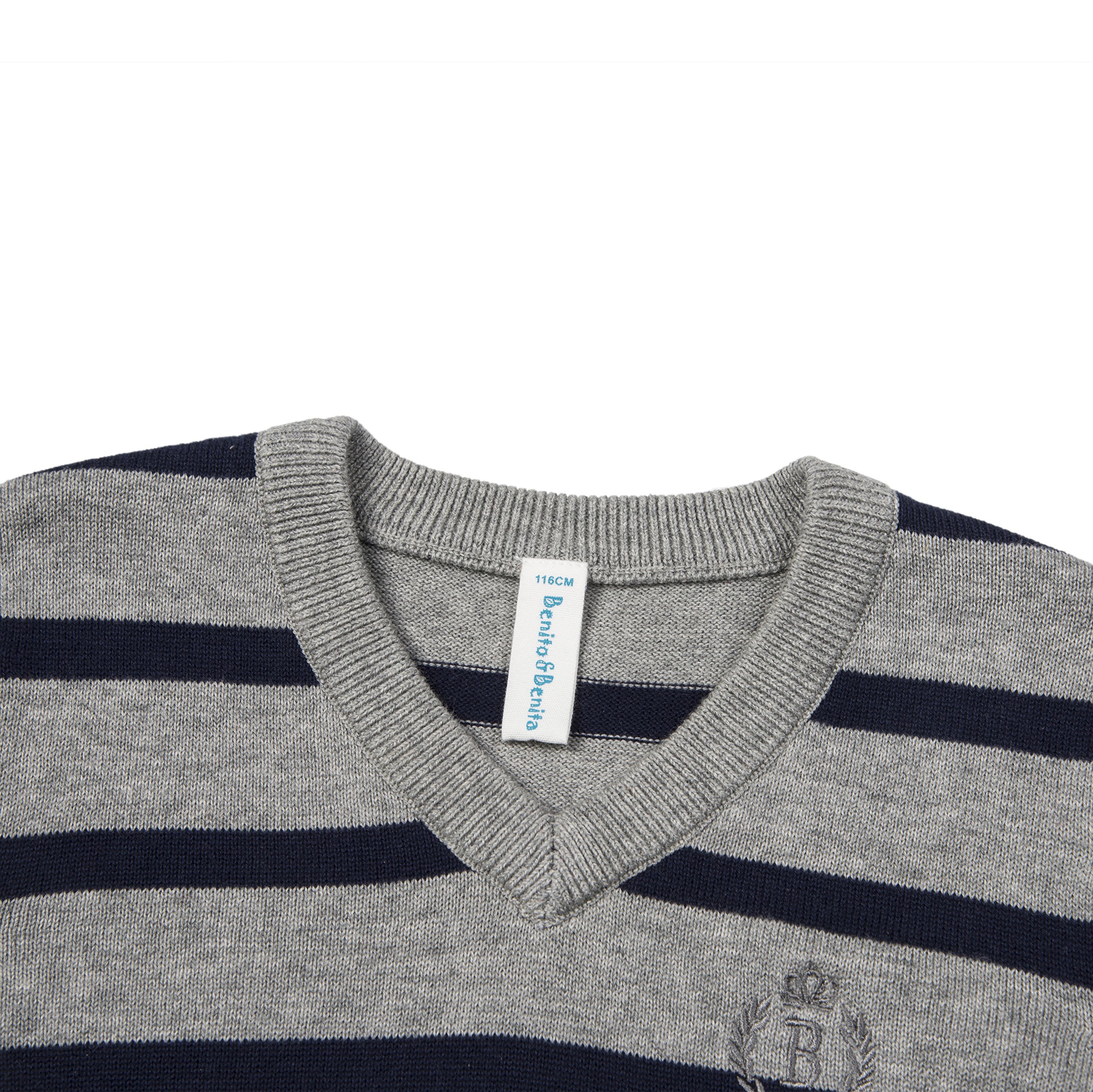 Benito & Benita Pullover Sweater School Boys V-Neck Uniforms With Stripes 3-12Y
