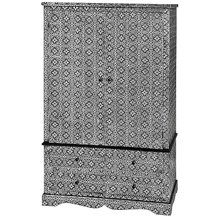 Style A Room Black And Silver Embossed Bedroom Wardrobe With