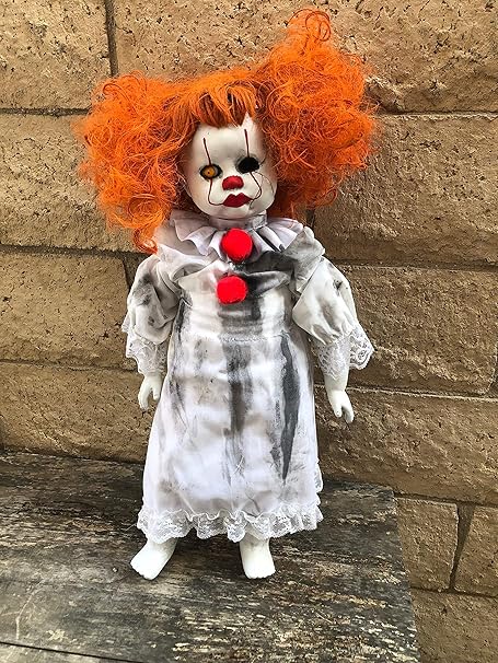 Amazon Ooak 大きなひび割れ顔 子供 ペニーワイズ It Clown Girl Creepy Horror ドールアート Christie Creepydolls 人形 ドール おもちゃ