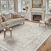 PureCozy Taupe Area Rug 5x7 Machine Washable Vintage Living Room Distressed Non Slip Carpet Traditional Indoor Bedroom Retro 