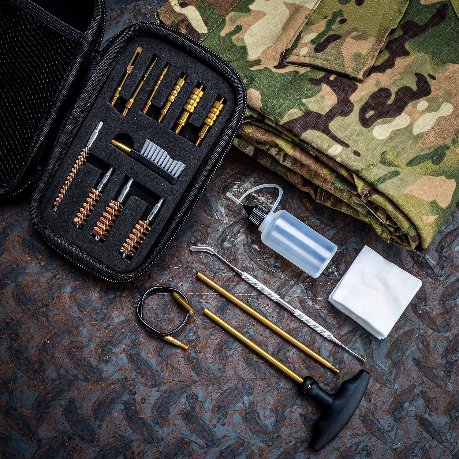 BOOSTEADY Universal Handgun Cleaning kit .22.357.38, 9mm.45 Caliber Pistol Cleaning Kit Bronze Bore Brush and Brass Jag with Empty Bottles : Sports & Outdoors