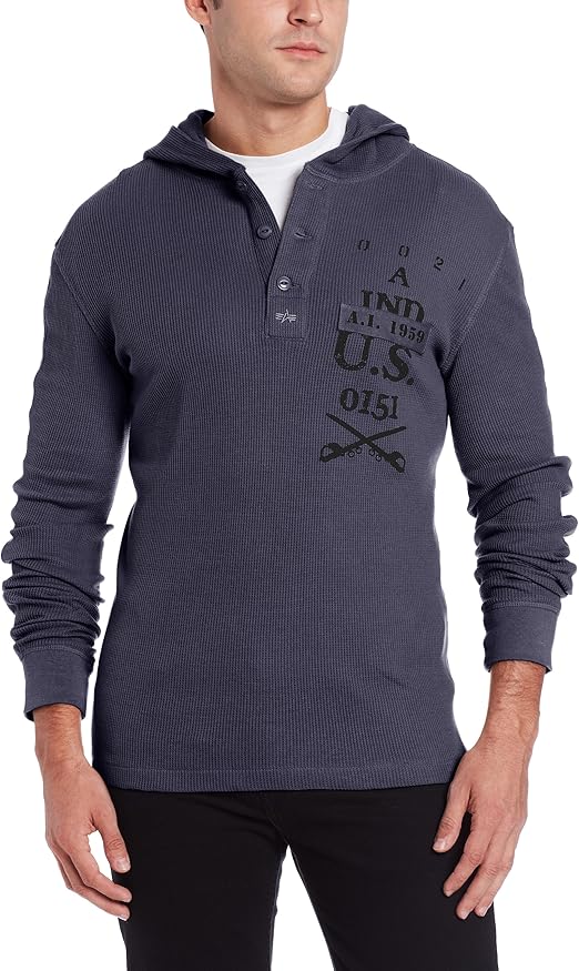 Amazon.com: Alpha Industries Men's Langdon Hooded Waffle ...