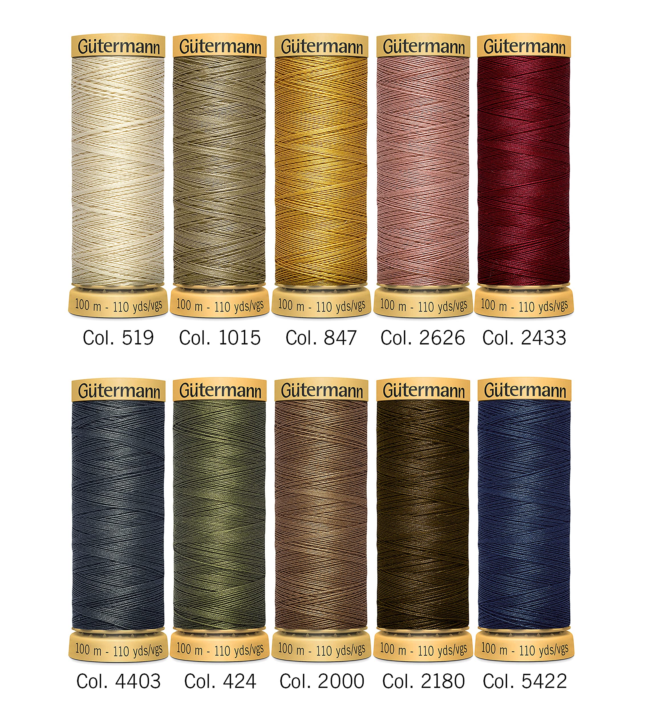 Gutermann 734521-3 Thread Set Natural Cotton 50 100m/10 reels, Col 2 Assorted