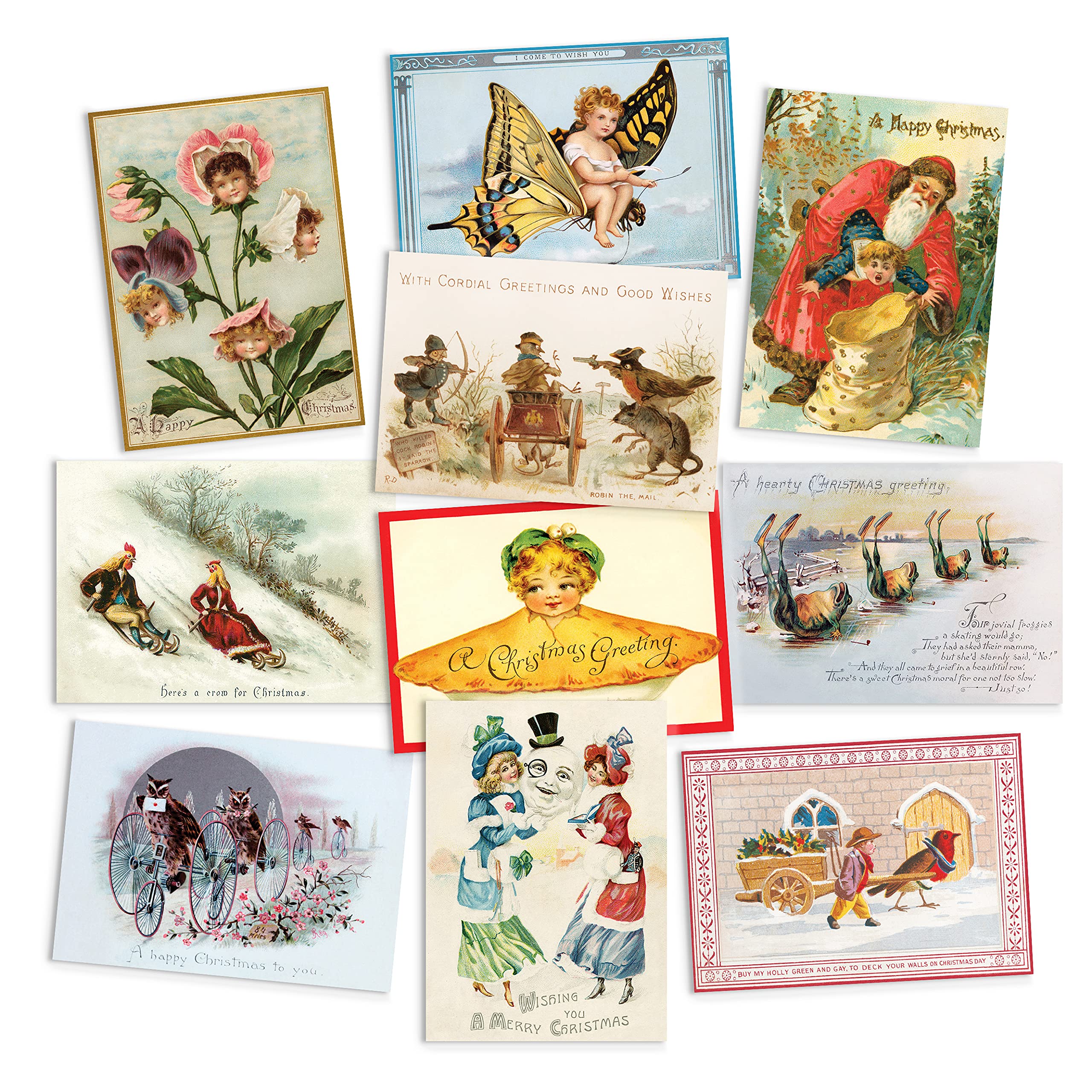 Victorian Postcards Set of 10 - Christmas Cards Pack Weird Funny Cute Unique