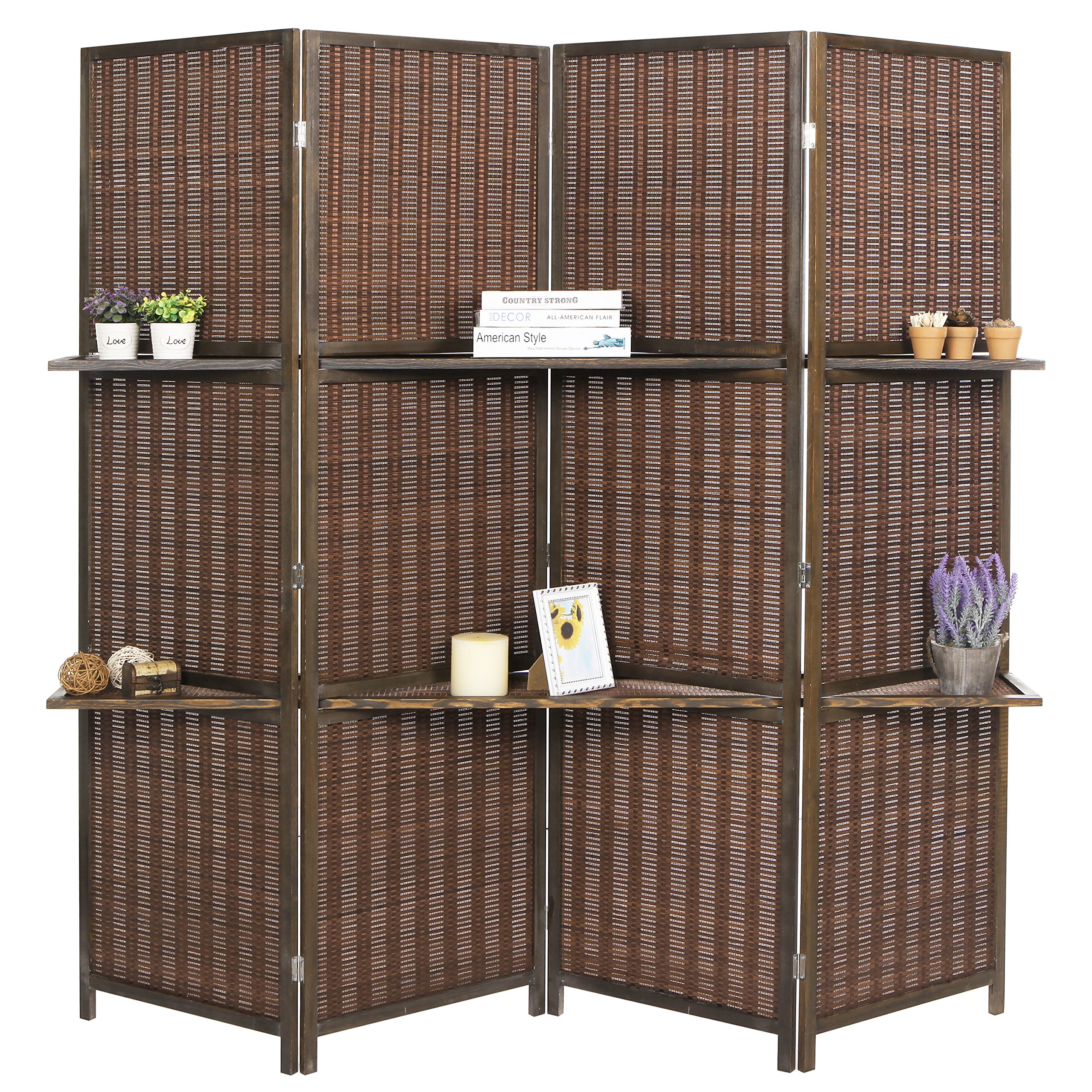 Buy MyGift Deluxe Woven Brown Bamboo 4 Panel Folding Room Divider