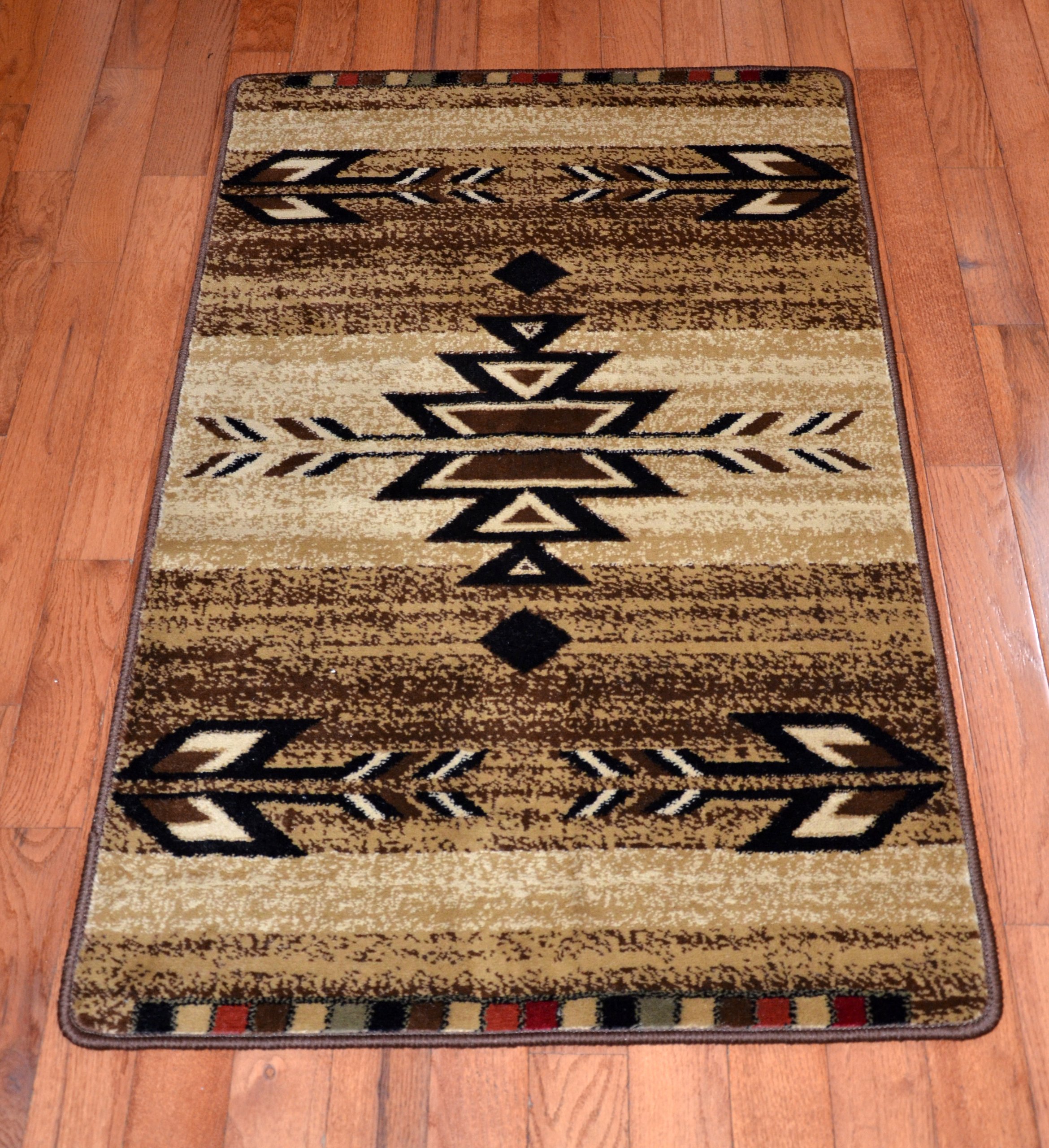 Dean Santa Fe Beige Southwestern Lodge Cabin Carpet Rug Runner Mat