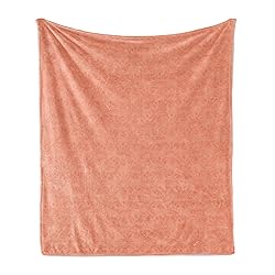 Ambesonne Peach Throw Blanket, Flower Ornate
