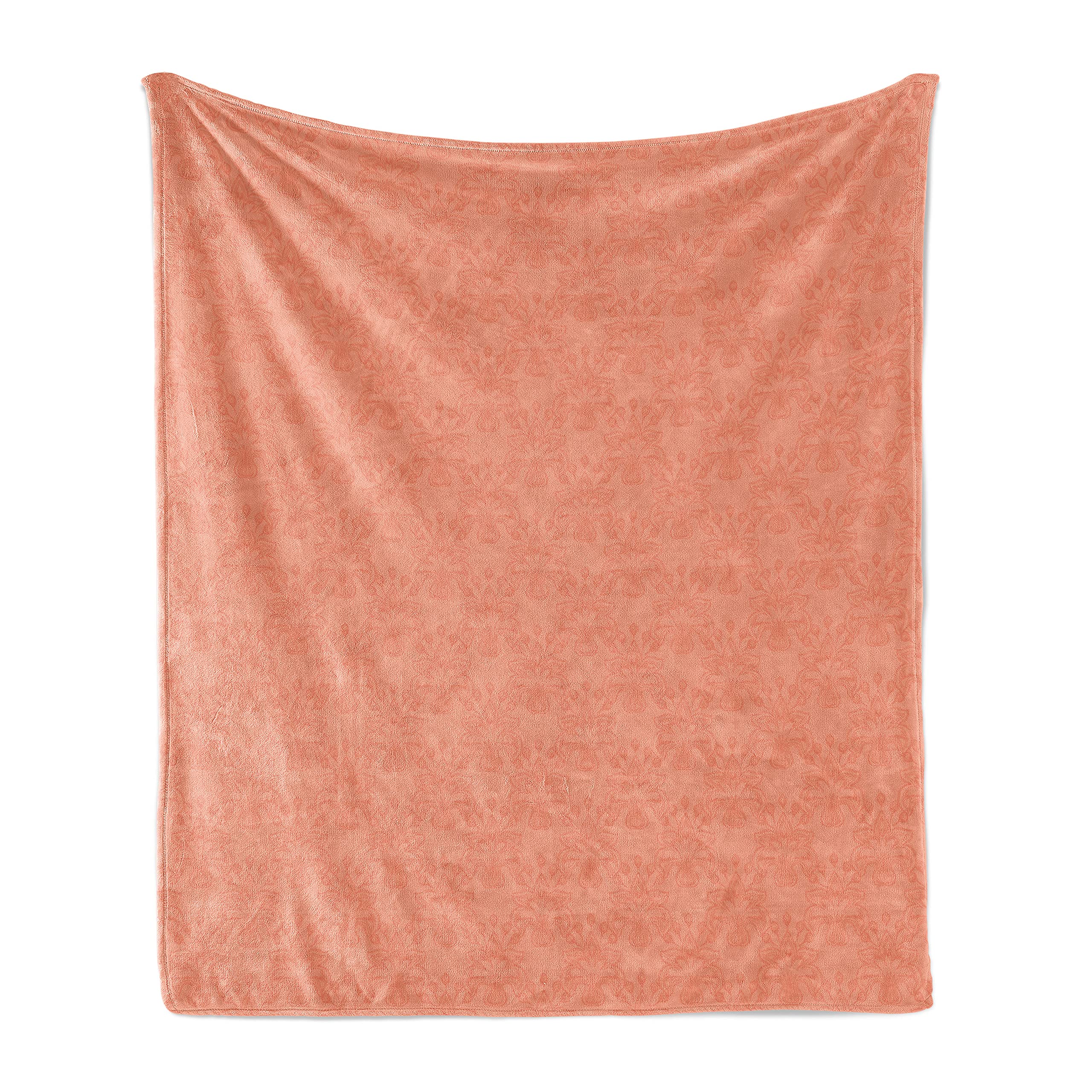 Ambesonne Peach Throw Blanket, Flower Ornate