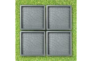 BETONEX Plastic Molds Concrete Set Patio Paving Mold 4pcs - Big Large Pathmaker Precast Concrete Molds and Forms Stampcrete for Walkways - Beautiful Cobblestone Molds for Concrete, Reusable