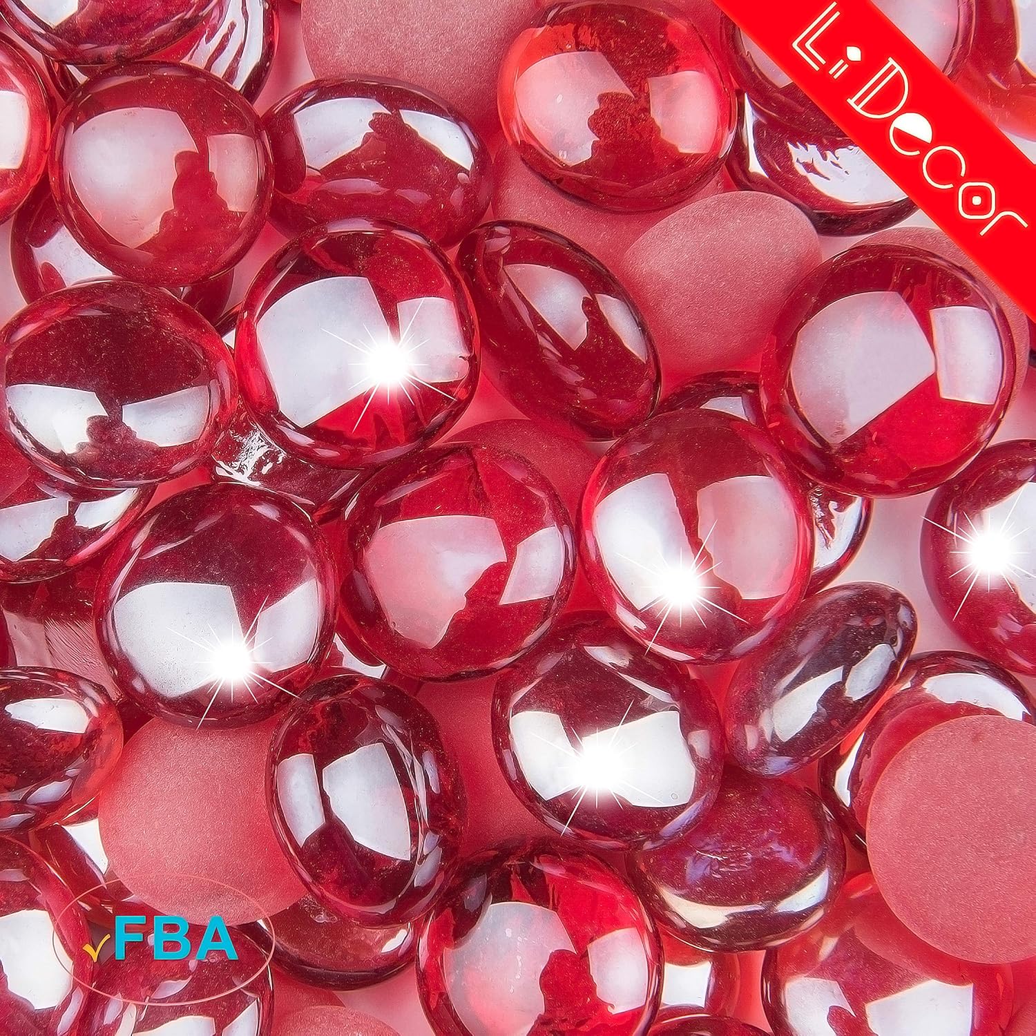 Li Decor Glass Gems Vase Fillers Ruby Red 1.3 Pounds Bottle