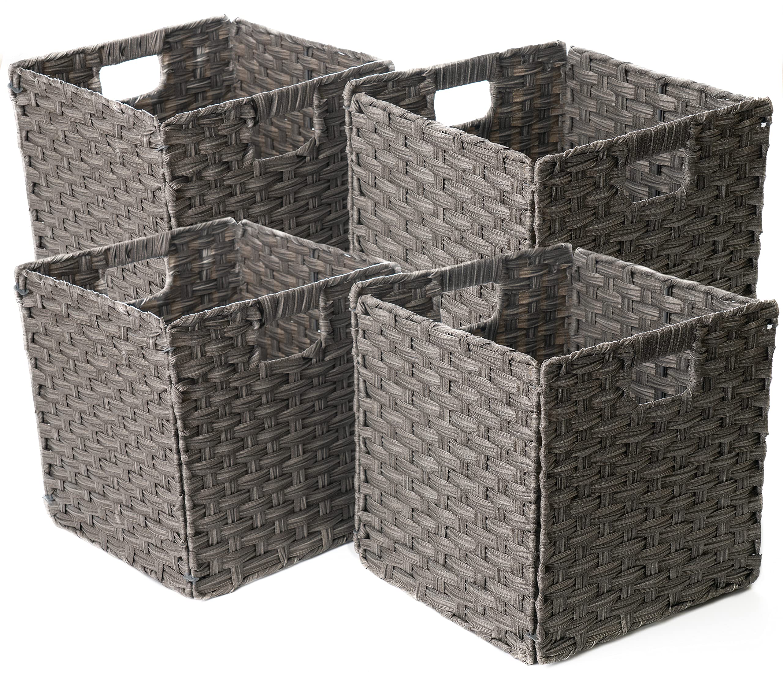 Photo 1 of **MISSED PARTS**
Foldable Synthetic Plastic Wicker Storage Basket with Iron Wire Frame By Blue Ridge Basket Company (Set of 4)