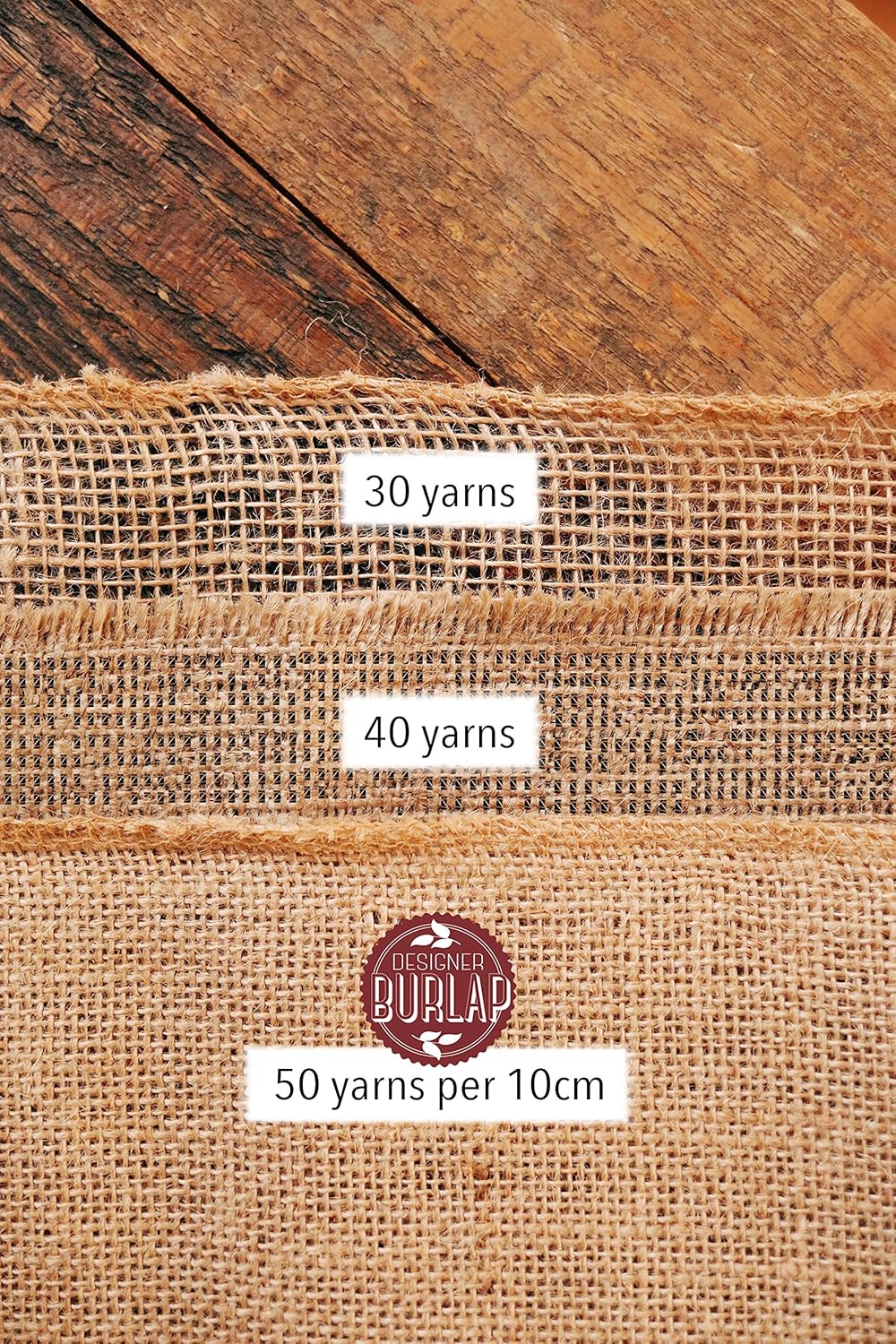 Burlap Table Runner - 14 Inch Wide X 10 Yards Long Burlap Roll - Burlap Fabric Rolls. A No-Fray Burlap Runner with Overlocked and Sewn Edges for Rustic Weddings, Decorations and Crafts!: Home & Kitchen
