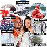 aZengear 4pc Survival Poncho Thermal Mylar Blanket Hooded Waterproof Windproof view 5