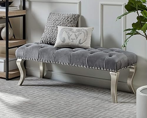 Roundhill Furniture Maxem Tufted Upholstered Seat with Nailhead Trim