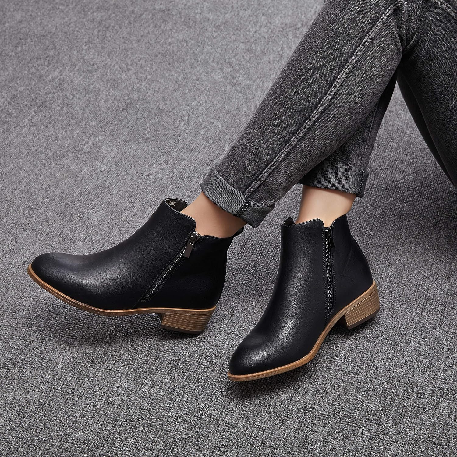 black dress booties low heel